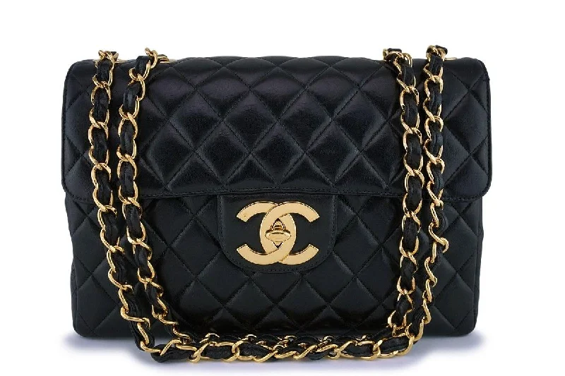 Chanel Colorful Handbag for Spring Outfits*rare* Chanel Black Vintage Jumbo Classic Flap Bag 24k GHW